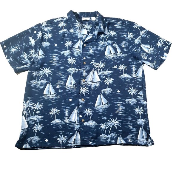 Island Shores XL Mens Short Sleeve Shirt Relaxed Hawaiian Vacation Casual - Picture 1 of 8